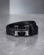 H Buckle Leather Automatic Belt