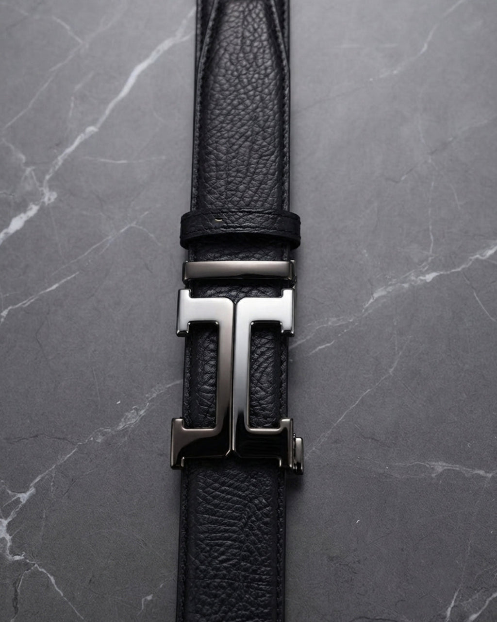H Buckle Leather Automatic Belt